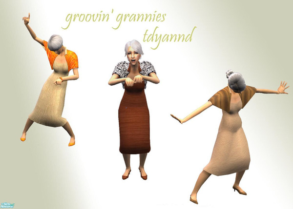 Sims 2 — Groovin\' Grannies by tdyannd — A set of three outfits for Elder Females.