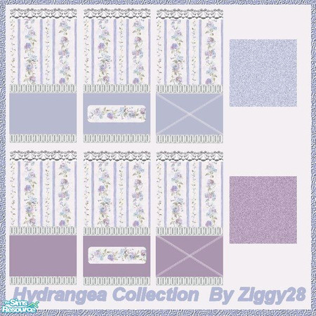 Sims 2 — The Hydrangea Collection by ziggy28 — A set of 6 romantic wallpapers and 2 carpets