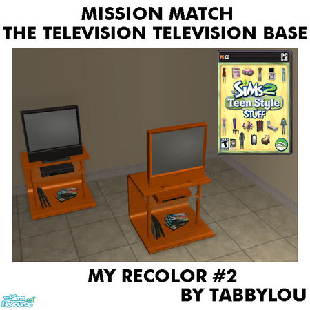 Sims 2 — Tl - MM TheTelevisonTelevisionBase Recolor02Wd by TabbyLou — Base ONLY My Recolor #2 Wood Recolor of Teen Style