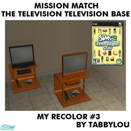 Sims 2 — Tl - MM TheTelevisonTelevisionBase Recolor03Wd by TabbyLou — Base ONLY My Recolor #3 Wood Recolor of Teen Style