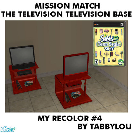 Sims 2 — Tl - MM TheTelevisonTelevisionBase Recolor04Wd by TabbyLou — Base ONLY My Recolor #4 Wood Recolor of Teen Style