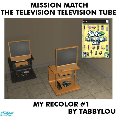 Sims 2 — Tl - MM TheTelevisonTelevisionTube Recolor01Wd by TabbyLou — Tube/Metal ONLY My Recolor #1 Wood Recolor of Teen