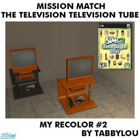 Sims 2 — Tl - MM TheTelevisonTelevisionTube Recolor02Wd by TabbyLou — Tube/Metal ONLY My Recolor #2 Wood Recolor of Teen