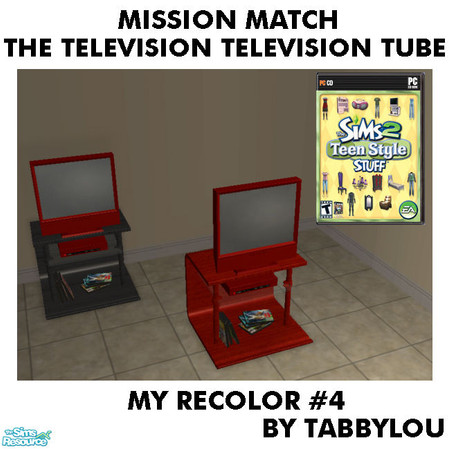 Sims 2 — Tl - MM TheTelevisonTelevisionTube Recolor04Wd by TabbyLou — Tube/Metal ONLY My Recolor #4 Wood Recolor of Teen