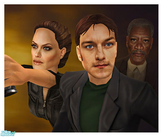Sims 2 — Wanted by Jirka — James McAvoy as Wesley Gibson, Angelina Jolie as Fox and Morgan Freeman as Sloan from the