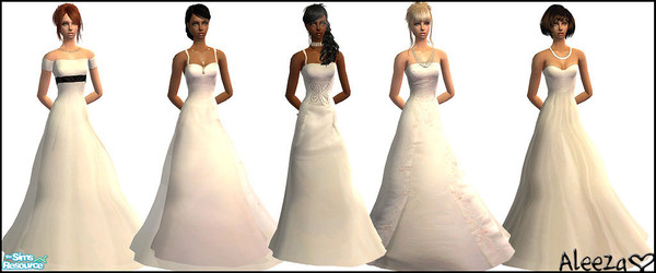 Sims 2 — The Bride  by Aleeza — A set of five gowns and one new mesh included. No EP required,(maternity friendly) Enjoy!