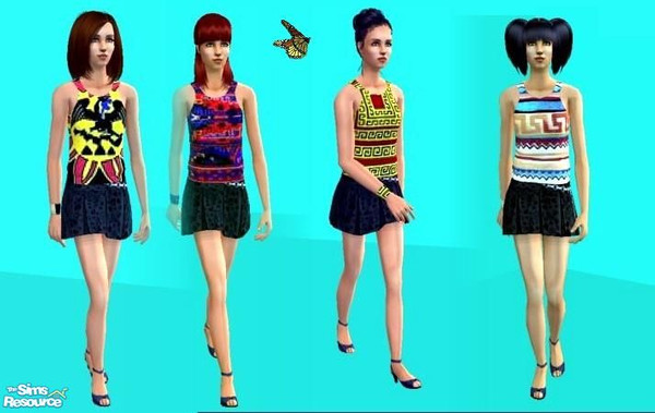 Sims 2 — Aztec top with skirt. by qvisn — new tops for skirts, whole outfit for everyday. by qvisn