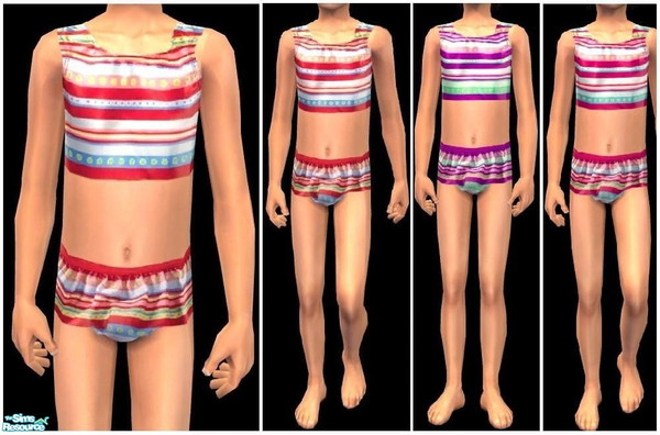 Sims 2 — JPcfswim2 by juttaponath — Stripey bikini for girls. No mesh or expansion pack required.