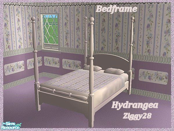 Sims 2 — Hydrangea Master Bedroom Collection - Bedframe by ziggy28 — Bedframe to match the Hydrangea Wallpapers and