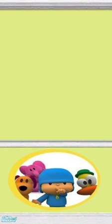 Sims 2 — Pocoyo Nursery - Pocoyo Wallpaper by Lexiy — Pocoyo wallpaper with the group posing.