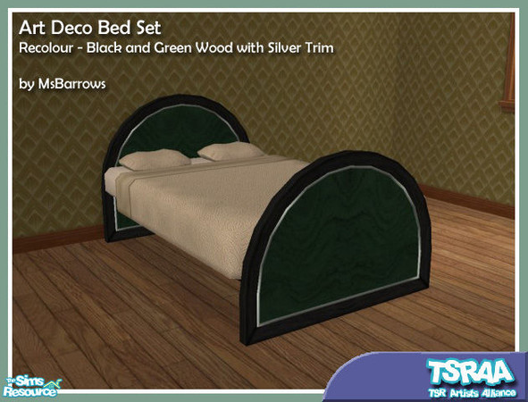 Sims 2 — Art Deco Recolour - Black and Green by MsBarrows — A black and green wood recolour of the Art Deco set.
