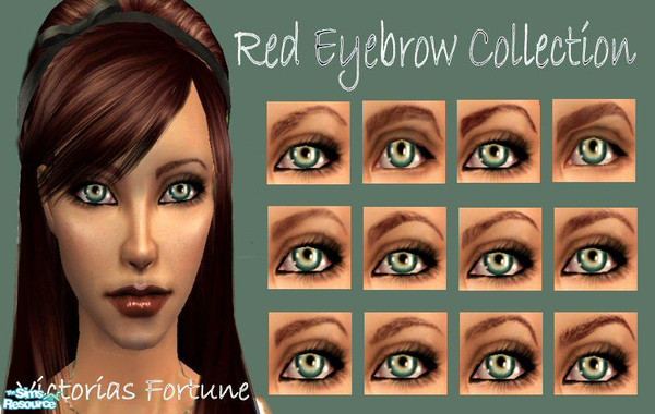 Sims 2 — VF Red Eyebrow Collection by fortunecookie1 — Here are my 12 last new collection of eyebrows in Red!