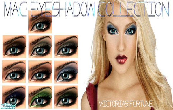 Sims 2 — VF MAC Eyeshadow Collection by fortunecookie1 — Here are 10 new eyeshadows inspired by MAC cosmetics. 
