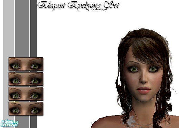 Sims 2 — Elegant Eyebrows Set by veldmuisjuh — This set contains, 4 realistic eyebrows, the colors are: black, dark
