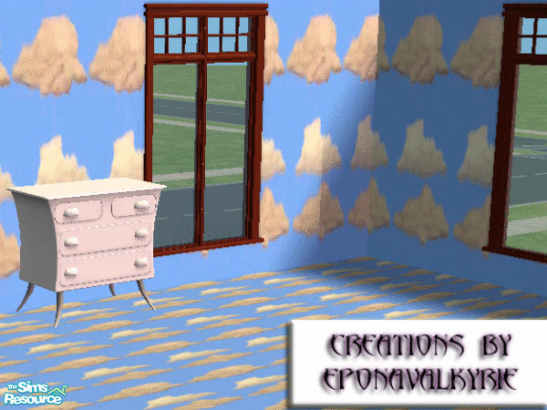 Sims 2 — EponaCloudSet by EponaValkyrie — Matching seamless wall and floor makes it look like your Sims are walking in