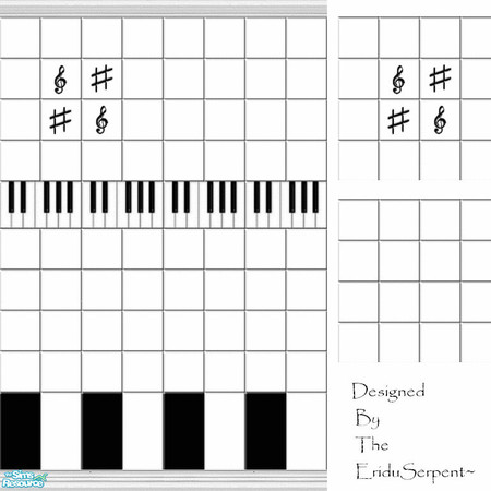 Sims 2 — Music Lovers Bathroom Set by eriduserpent — Two tiled walls (dot the deco wall around here and there) and two