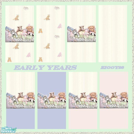 Sims 2 — Early Years Nursery Wallpaper by ziggy28 — A set of 8 wallpapers for your little one\'s. Suitable for boys or