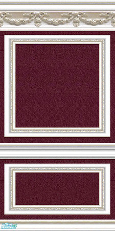 Sims 2 — jsf2WSFWCurrant by jsf — White, carved, wooden, swag crown moulding and ornate fully wainscotted panels in