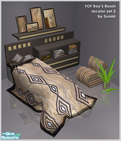 Sims 2 — FOF Boys Room - Recolor set 3 by Sunair — FOF Boys Room - Recolor set 3 (darkwood)