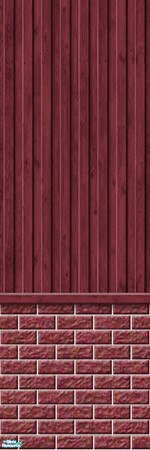 Sims 2 — Studio K Vertical Wood & Light Brick - Burgundy by StudioKhagerks — 