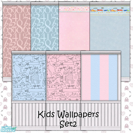 Sims 2 — Kids Wallpapers - Set2 by Donnha — Pink and blue themed nursery walls for your little ones.