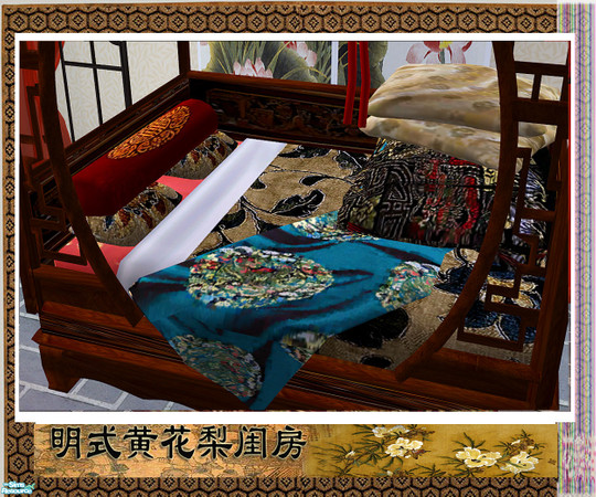 Sims 2 — Chinese bedroom - Pillows on bed by huabanzhu — You will need to move this pillows and cover place on bed. use