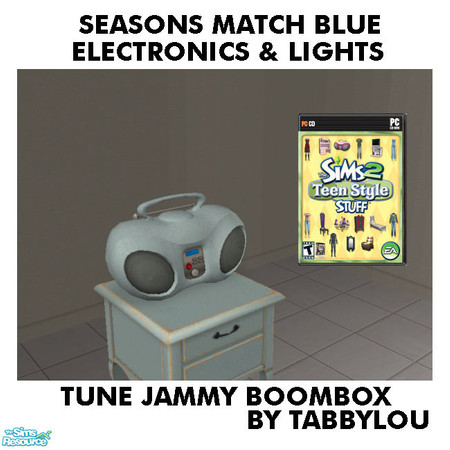 Sims 2 — TL - SM Blue Electronics+Lights TeenBoomBox by TabbyLou — Tune Jammy Blammer BoomBox Recolor of Electronics