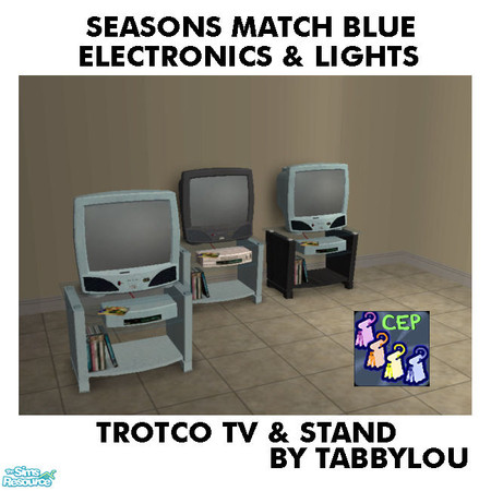 Sims 2 — TL - SM Blue Electronics+Lights TrotcoTV+Stand by TabbyLou — Trottco 27\' MultiVid IV Television (TV &
