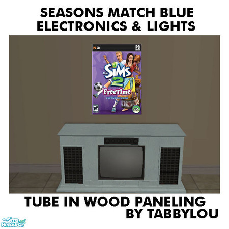 Sims 2 — TL - SM Blue Electronics+Lights TubeInWdPanelTV by TabbyLou — The Tube in Wood-Paneling TV Recolor of