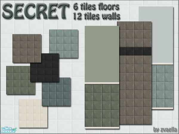 Sims 2 — Secret - Walls and Floors tiles set by zvaella — This set contains 6 tiles floors, and 12 matching tiles walls