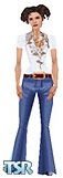 Sims 1 — Retro Vision by LauraVision — 70's inpired outfit, embroided shirt with flared blue jeans. *Head not included*