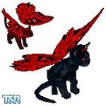 Sims 1 — BastDawn Hell Cats by BastDawn — This cat skin uses a Kelahn wing mesh; the wing pattern is a design I made just