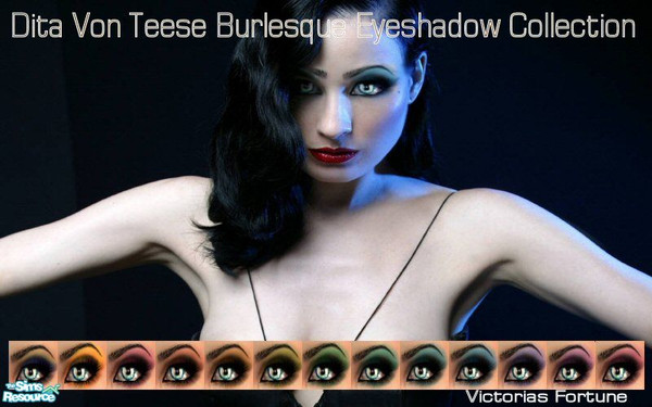 Sims 2 — VF Dita Von Teese Burlesque Eyeshadow Collection by fortunecookie1 — Here are 13 deep, dark eyeshadows to bring