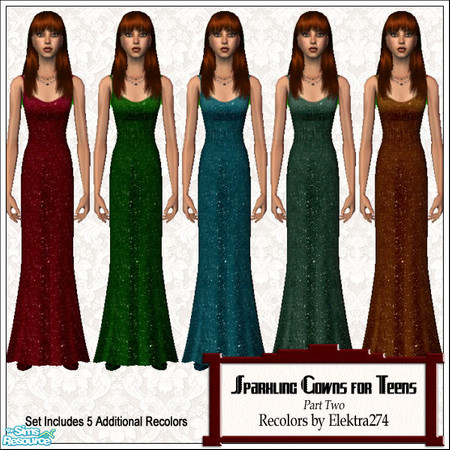 Sims 2 — Sparkling Gowns for Teens, Set 2 by elektra274 — A collection of 10 gowns for your sim teens.