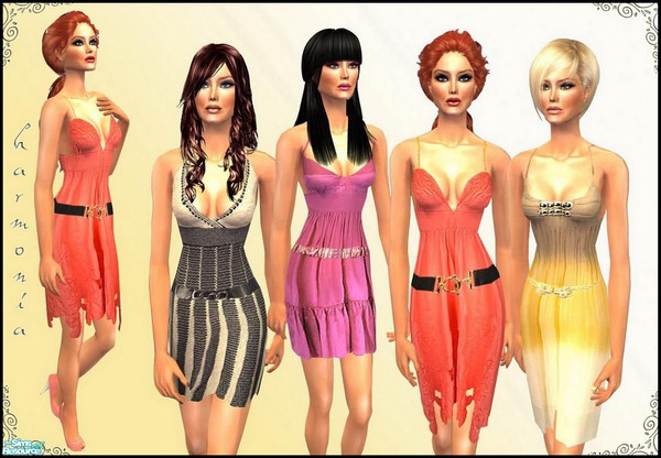 Sims 2 — Blanca by Harmonia — 4 different beauty dress..A new mesh 