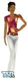 Sims 1 — Retro 70s Set by Pouki — Funky Nylon Shirt with white flares. Head NOT Included. Medium & Dark Skin Tone