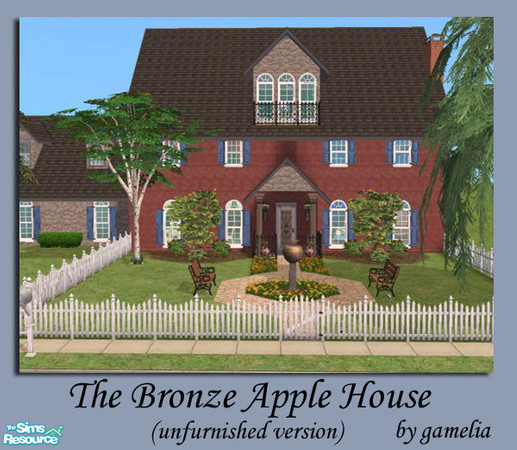 Sims 2 — The Bronze Apple House (unfurnished) by gamelia — Large home on a flat 3x4 medium lot. Spacious floor plan with