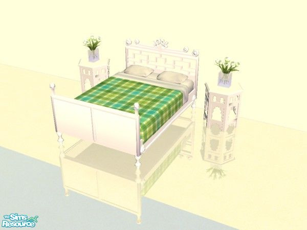 Sims 2 — White bed  by giasims — White bed. No mesh needed. Plants are from AnoeskaB