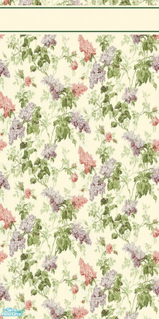 Sims 2 — Purple And Pink Blossoms With Border by Ses — Part of the English Summer Wallpaper set