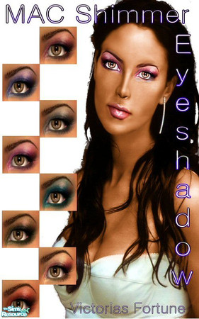 Sims 2 — VF MAC Shimmer Eyeshadow Collection by fortunecookie1 — Here are eight new shimmery eyeshadows with color and