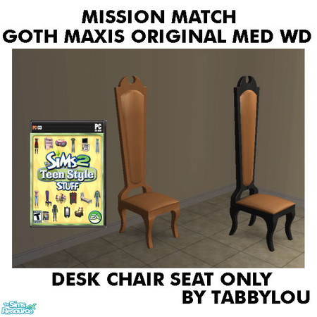 Sims 2 — TL - MM Goth Style DeskChairSeat OrigMediumWd by TabbyLou — Seat of High Back Terror Seat ONLY (cushions/fabric)