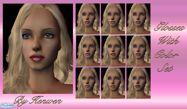 Sims 2 — Glosses With Color Set by Henwen — Shiny lip glosses in various colors.