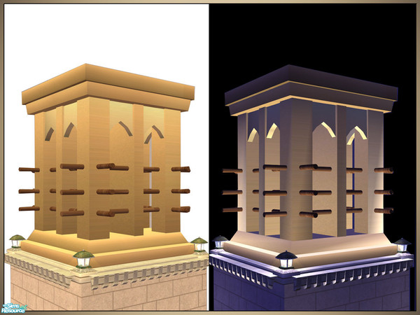 Sims 2 — Traditional Arabian Air-shaft / Wind Tower by senemm — A set of three decorative architectural elements (used in