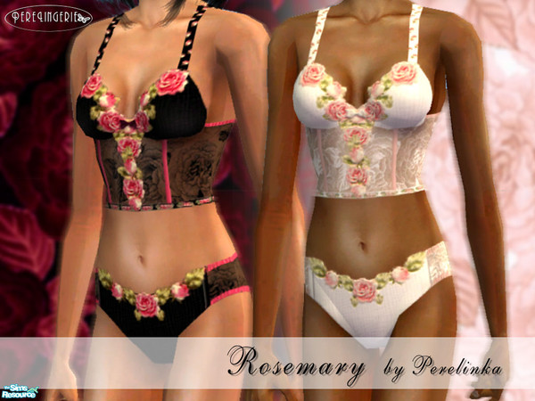 Sims 2 — ROSEMARY by perelinka — Romantic lingerie with roses. Two colors: white and black.