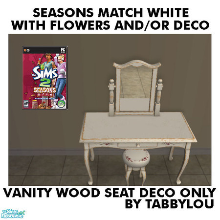 Sims 2 — TL - SM WhiteFlowers+Deco VanitySeat by TabbyLou — Back Country Vanity Seat cushion ONLY in Seasons Furniture