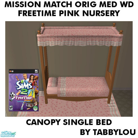Sims 2 — TL - MM FTPink SingleBedFrame OrigMediumWd by TabbyLou — Recolor of FreeTime Classic Baby\'s Touch Bed Frame