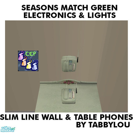 Sims 2 — TL - SM Green Electronics+Lights SlimLinePhones by TabbyLou — Slim Line Phones (Wall & Table Top) Recolor of