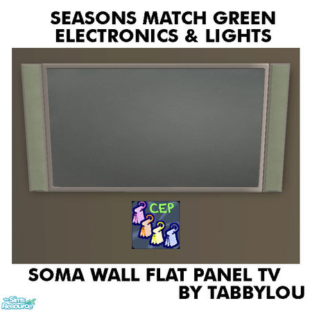 Sims 2 — TL - SM Green Electronics+Lights SomaWallTV by TabbyLou — Soma \'Wall-Eye\' Large Screen Flat-Panel Television