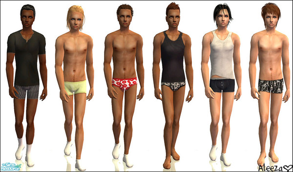 Sims 2 — Authentic by Aleeza — A set of six undies/pj\'s for adult males. No mesh or EP required.Bumpmap added, enjoy!