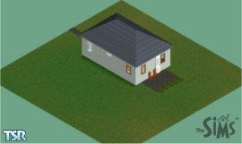 Sims 1 — Crackerbox Basic by Terry Fugate — 3 room house 1 bedroom, 1 bath, kitchen and livingroom/study combined, and